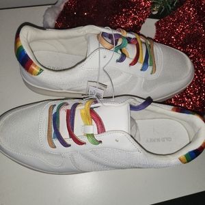 NWT Old Navy White with Rainbow accent sneakers